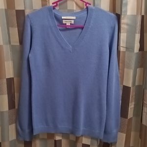 FINAL PRICE NORDSTROM beautiful slate blue v-neck l/s cashmere sweater XXS